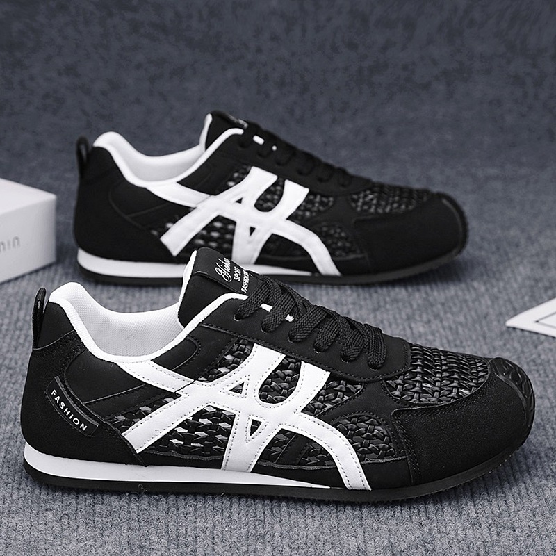 Zapatos de hombre huecos tejidos, zapatos de entrenamiento alemán de verano, zapatos casuales de moda para hombre, zapatos deportivos transpirables para estudiantes, nuevos hombres 2025
