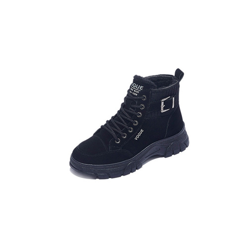 2025 Winter New Korean Style Fleece Lederhosen for Women Students, Warm and Cozy Cotton Shoes, Street Style Insta, Thick Short Boots 2175