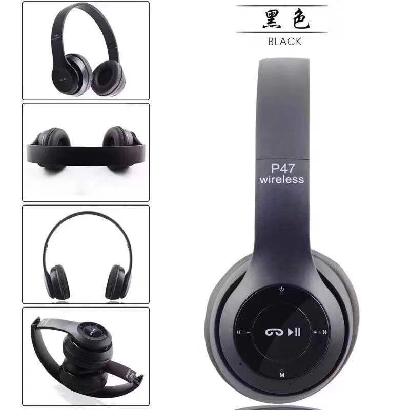 P47 caliente transfronterizo auricular Bluetooth subwoofer plegable auriculares inalámbricos auriculares venta directa de fábrica al por mayor