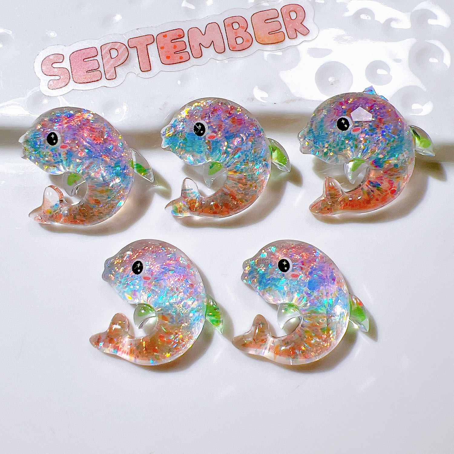 樹脂部品卸売り手作りアクセサリーdiy靴花子供頭飾り玩具セットabゴムグラデーション色イルカ