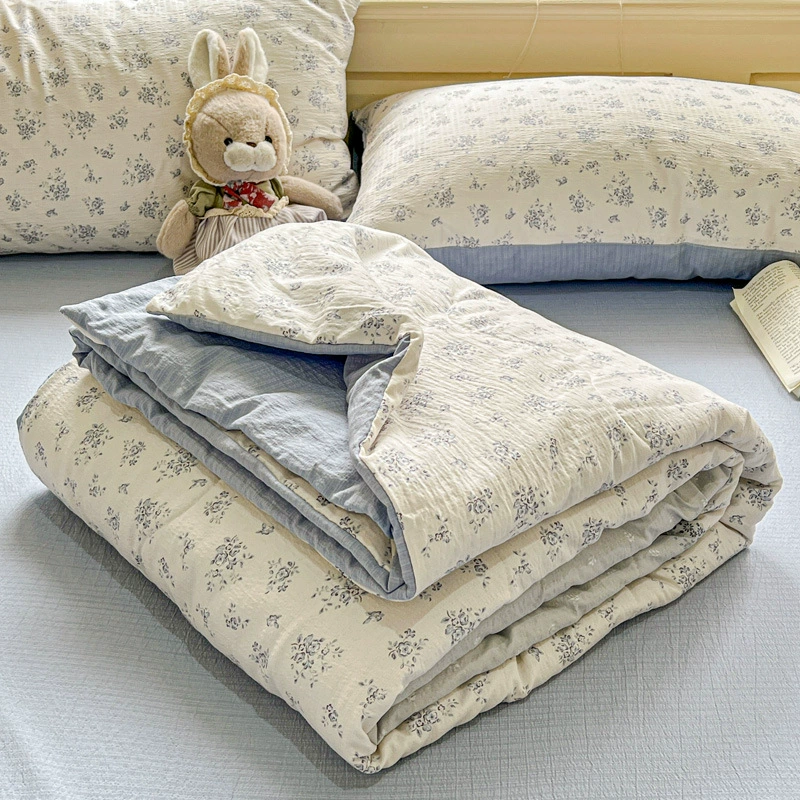 Летнее одеяло из жатой пряжи, тонкое одеяло для кондиционера, новинка 2025 года, комплект из четырех предметов для общежития, охлаждающее летнее одеяло, машинная стирка, 4