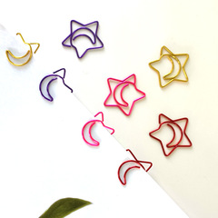 Colorful Star and Moon Clip Creative Pin Cartoon Pin Metal Stationery Clip Irregular Pin Wholesale