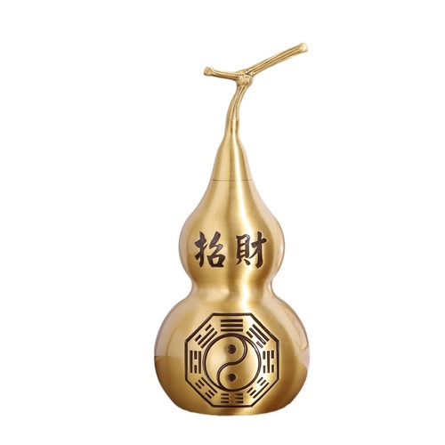 Brass golden gourd bottle ornaments Bagua metal crafts gourd home ornaments Bagua gourd one piece drop shipping