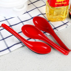 Kitchen practical red and black high temperature melamine spoon imitation porcelain long handle spoon anti-scalding anti-slip drinking spoon noodle spoon