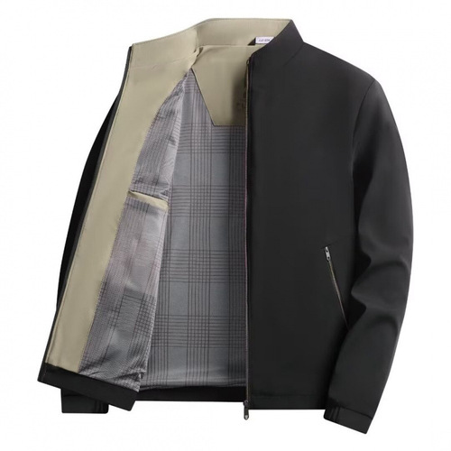Spring and Autumn Business Casual Collarless Outerwear for Men, Unisex Fashion Jacket, Cotton Parka Shirt, Father's Day Men's Apparel Jacket