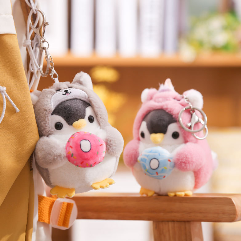 Positive energy cross-dressing Penguin bag pendant plush doll good luck schoolbag pendant cute keychain Japanese doll