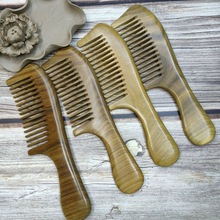 绿檀整木梳子厂家直销长柄梳按摩梳 直发梳经络梳圆柄logo创精致