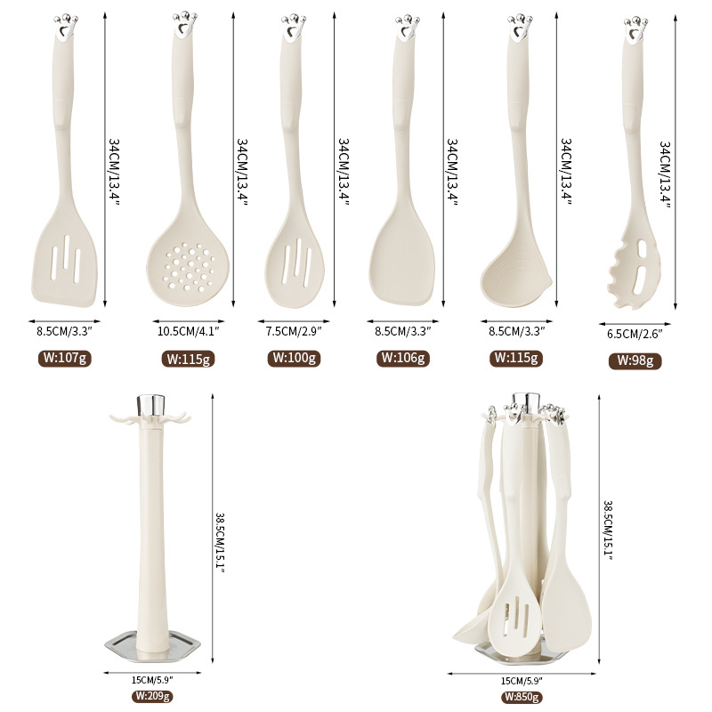 Amazon todo incluido silicona utensilios de cocina de silicona espátula de silicona colador utensilios de cocina todo incluido corona juego de 7 piezas