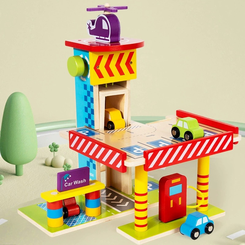 Estacionamiento de Juguete con Pistas de Madera Ensamblable 3D para Niños image 10
