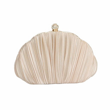跨境新款贝壳晚宴包褶皱手拿包宴会包礼服晚装包旗袍包一件代发
