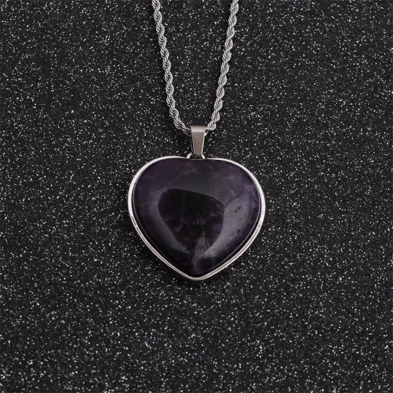 tiger eye stone heart shape pendant fashion necklace wholesale jewelry Nihaojewelry