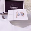 Goods, enamel, fashionable earrings, Korean style, silver 925 sample, french style, flowered