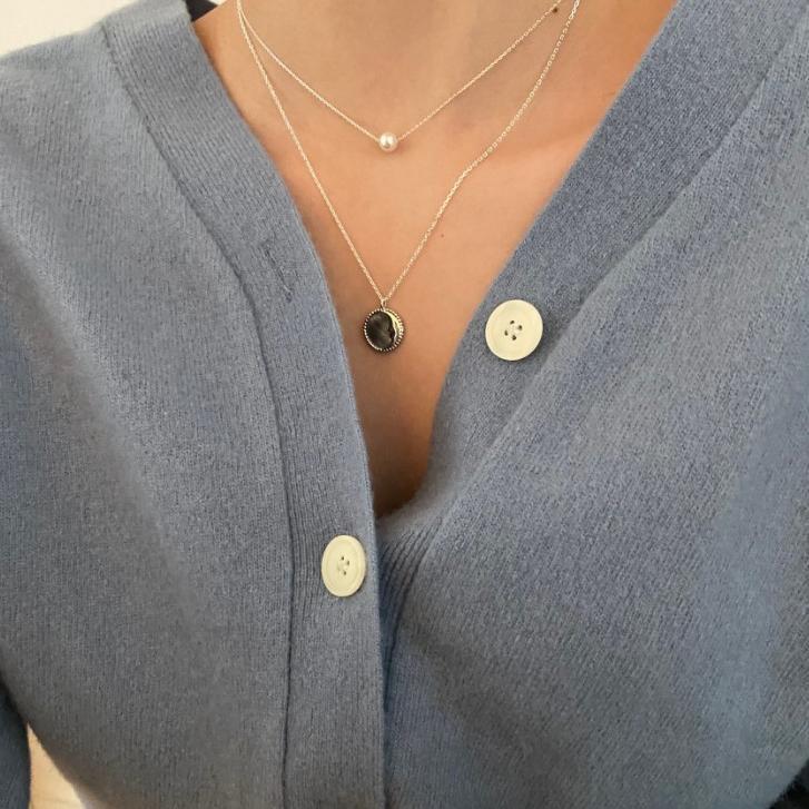 1 Piece Quantity 925 Sterling Silver Pearl Geometric Necklace