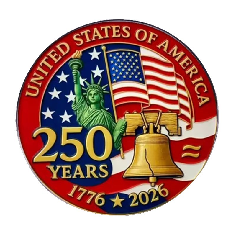 250th Anniversary Commemorative Brooch United States Designed With The Statue Of Liberty, Stars Stripes, And Gold Bells_voghion.com