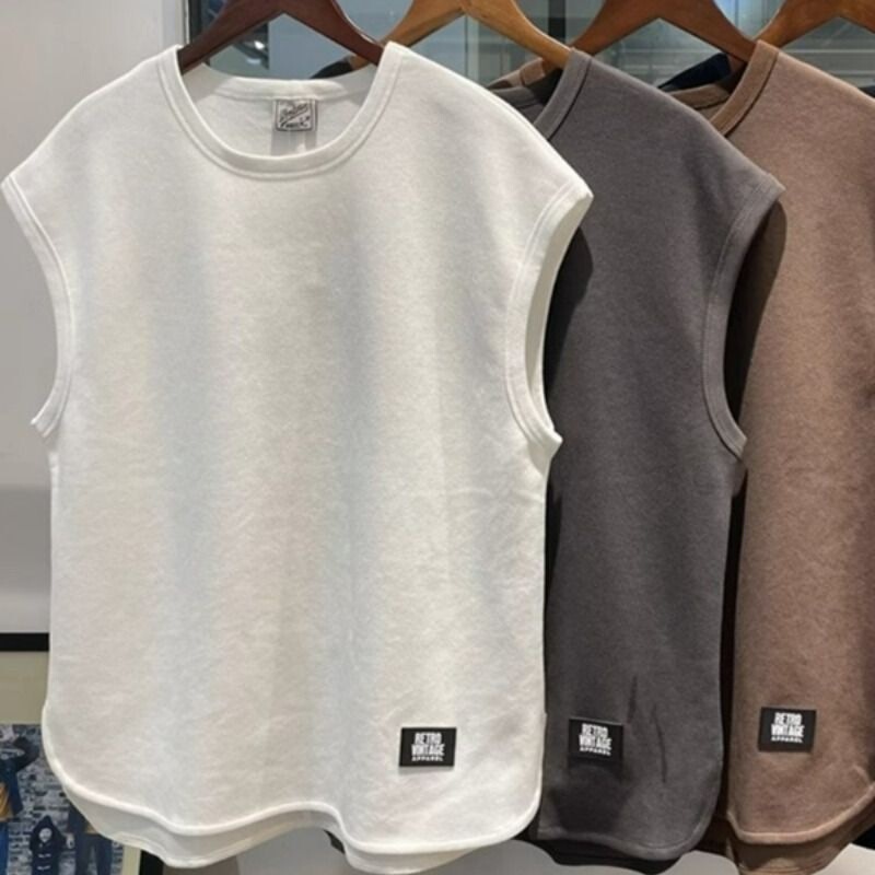 Summer Vest Men's Sleeveless T-Shirt Youth Street Ins Trendyy Sports Vest Handsome Hurdle Fitness Sweatshirt