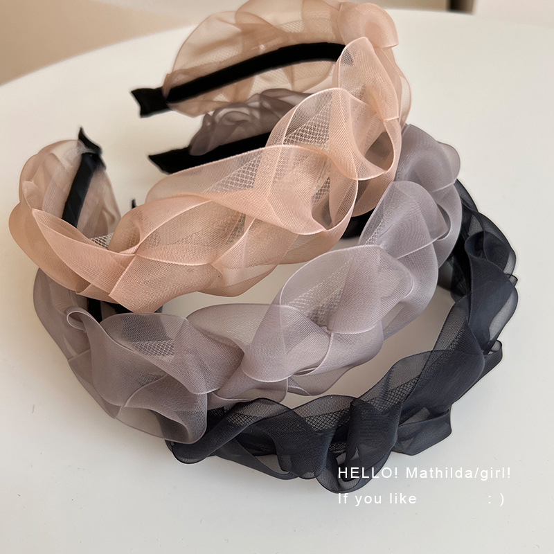 Corea del Sur Dongdaemun primavera nueva super super super malla banda de cabello para las mujeres en línea 2022 nueva sensación de tocado tarjeta de cabello