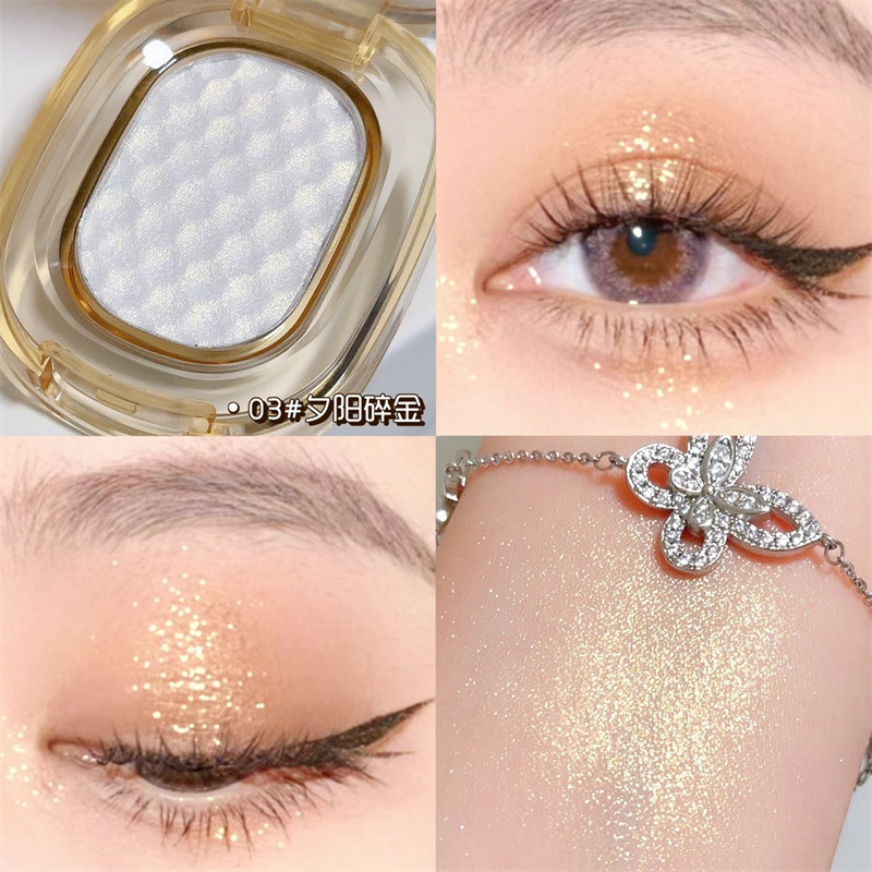 DIKALU puré de papas monocromático mochi ojos de gusano de seda de alto brillo iluminan la sombra de ojos de lentejuelas nacaradas de color blanco puro