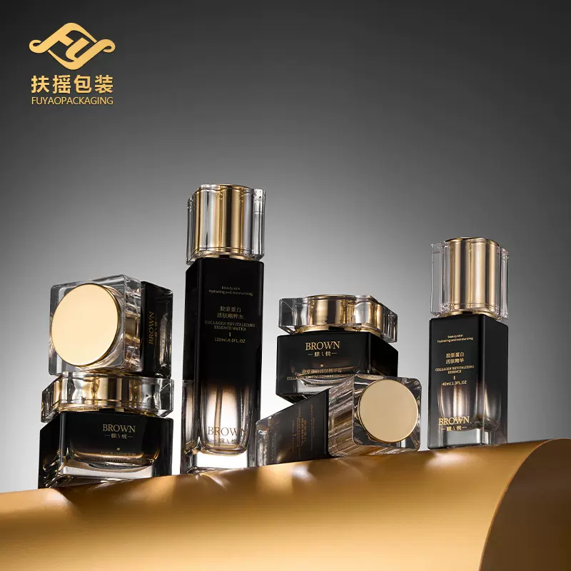 黑金化妆品包材金边乳液瓶膏霜瓶面霜罐套装护肤品现货膏霜瓶30g