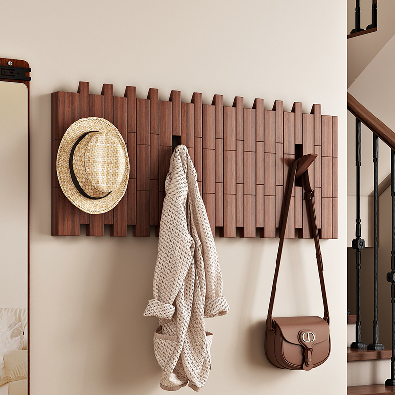 Piano Key Wall-Mounted Coat Rack Solid Wood Wall Hook Free Combination Entryway Beech Coat Rack