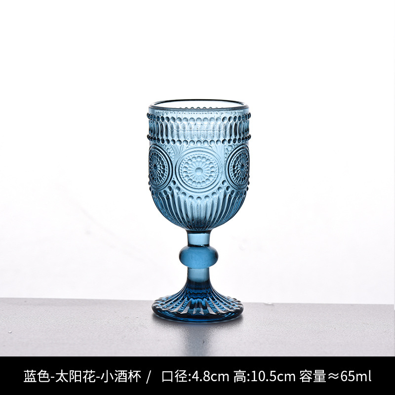 Copa de rayas verticales de vidrio retro europeo, copa de vino tinto, copa de postre alto de helado, copa de vino de frutas de uva de champán casero