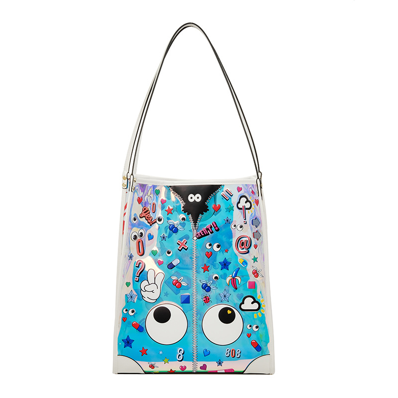 Bolsa de hombro portátil de almacenamiento de gran capacidad de viaje de tendencia de fitness impresión de gelatina bolsa transparente bolsa 2830 #