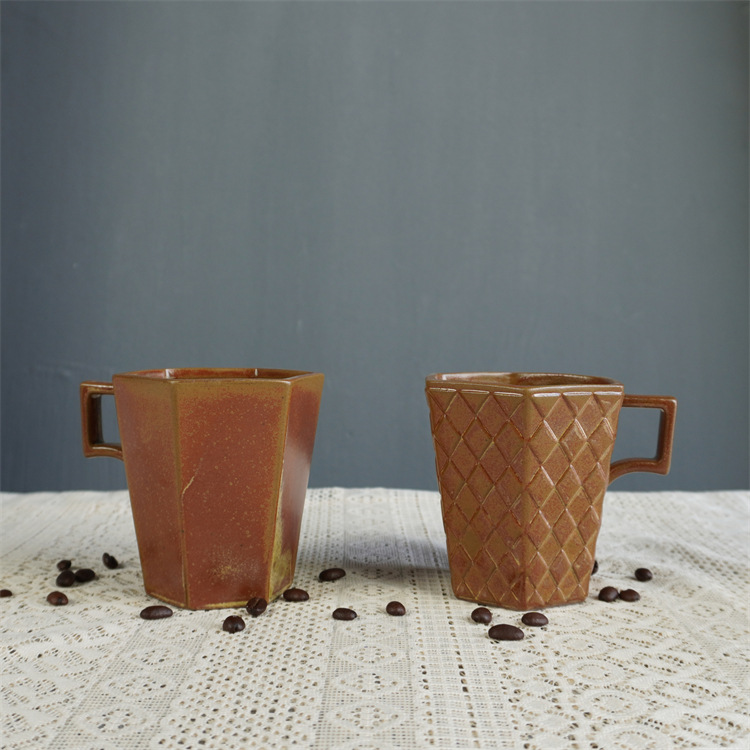 Keramik Vintage Kaffeetasse - Einzigartiger Töpferware Becher_voghion.com
