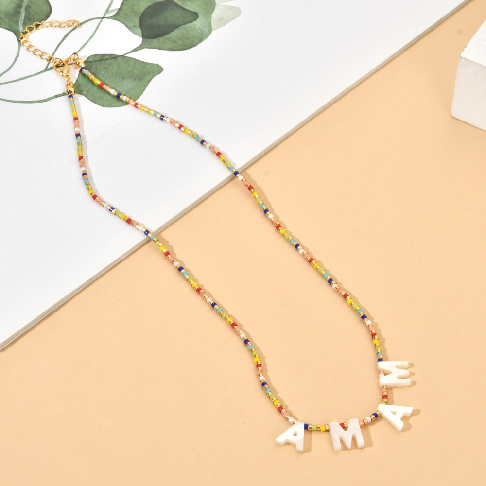 Women'S Gender Bohemian Letter Glass Shell Beaded Women's Necklace