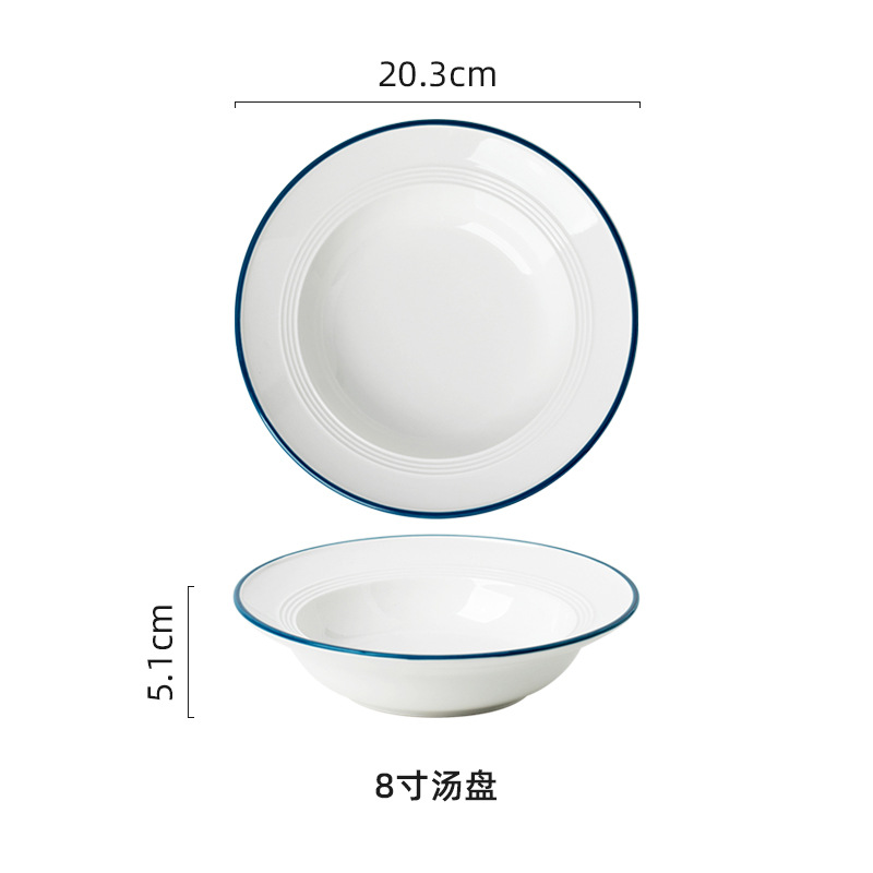 Pastoral simple ins estilo de cerámica de alta apariencia vajilla para el hogar tazón plato combinación plato tazón de arroz Gran Tazón de sopa