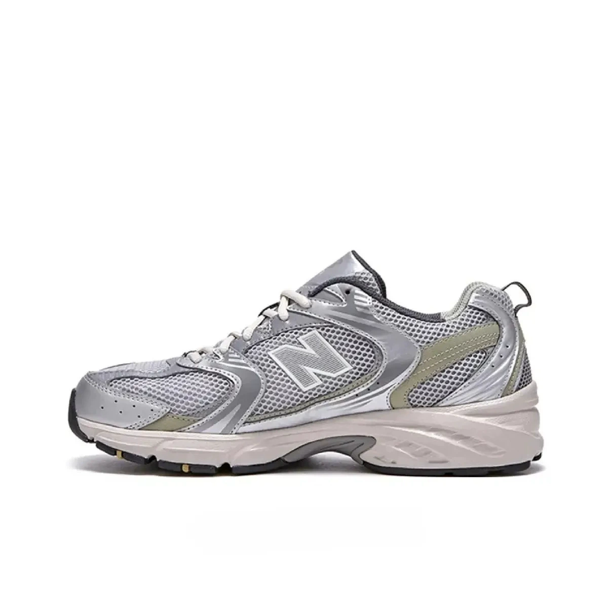 Кроссовки New balance низкие серебристо‑белые, многослойные размеры