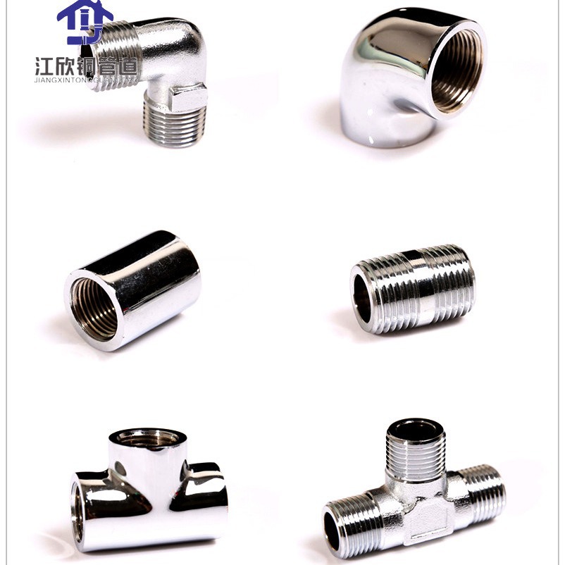 Galvanoplastia de latón alambre exterior directo alambre interno directo cromado codo tee