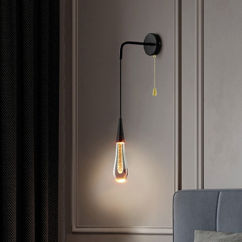 Light Luxury Crystal Wall Lamp Bedside Bedroom Creative Living Room Tv Background Wall Staircase Corridor Aisle Lamp Brass Wall Lamp