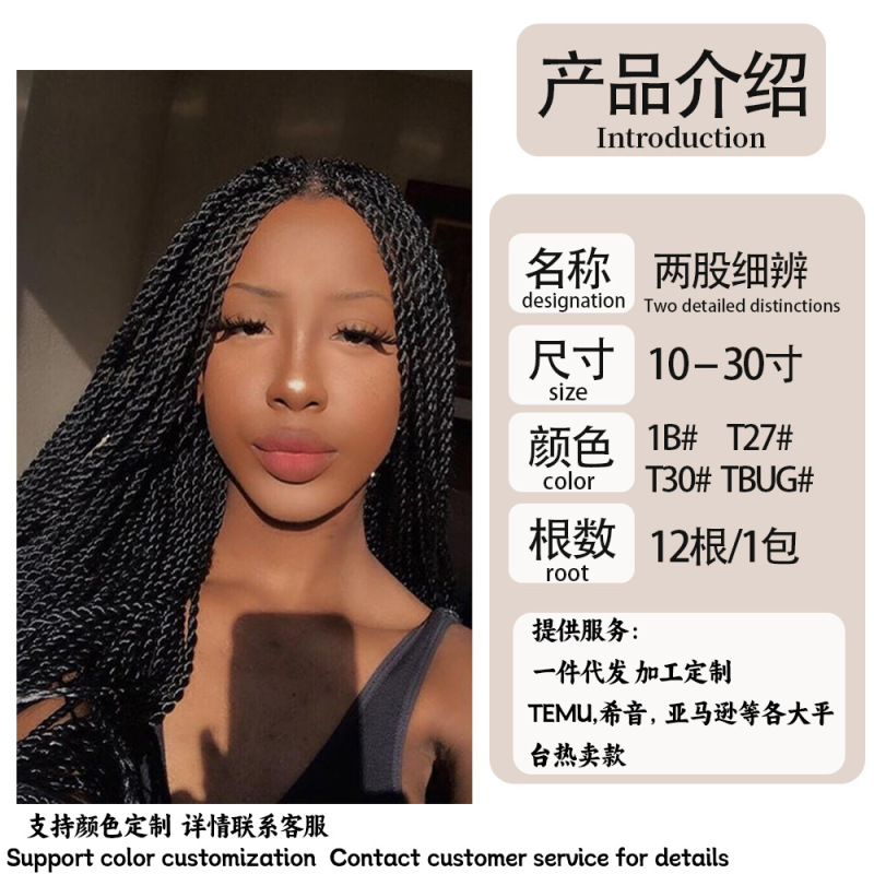 TEMU热卖外贸假发两股细辨化纤假发Two detailed distinction|undefined