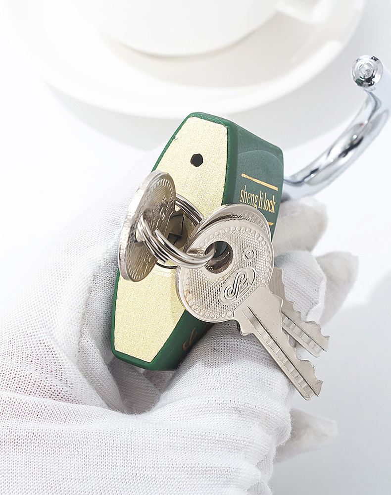 Factory direct supply of Shengli brand arc-shaped rubber-coated locks, multi-color copper core locks, cabinet locks, door locks, and customizable brand casing iron padlocks pic 18