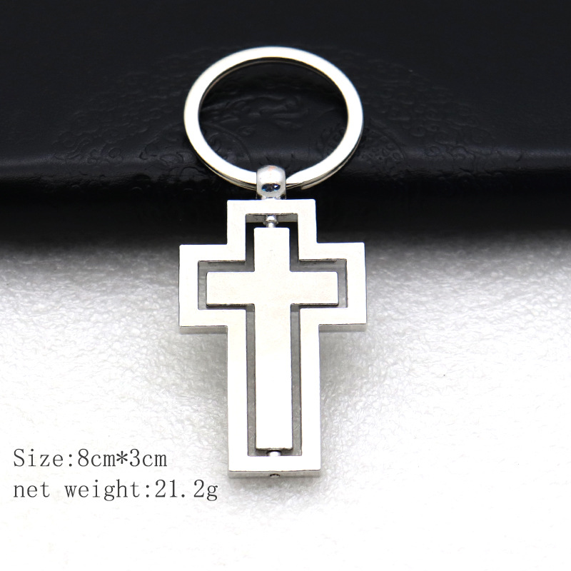 Retro Cross Metal Patchwork Keychain display picture 2