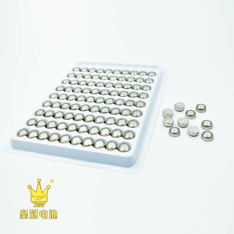 厂家供应玩具LR41皇冠纽扣电池手指灯发光手表电子1.5V碱锰AG3纽
