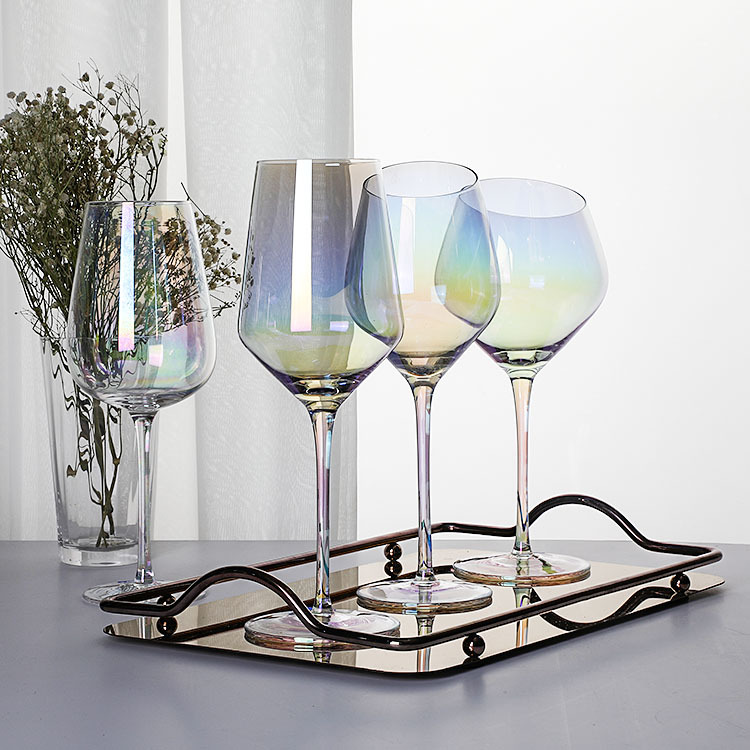 Jin Baijia colorido galvanoplastia hecha a mano de cristal de vino tinto oblicuo arco iris de cristal de Apple Copa traje de champán