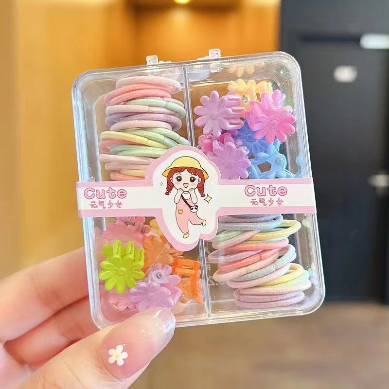 Banda de goma para niños de alta elasticidad no duele el cabello cuerda de pelo tocado banda de pelo lindo mini pequeña banda de goma de agarre en caja accesorios para el cabello