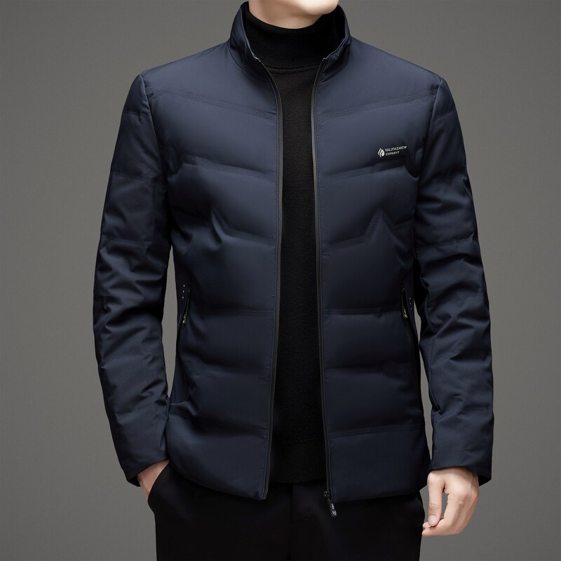 Winter New Men's Short down Jacket Casual Burgundy Cold-Proof and Warm Men's Stand-Up Collar Jacket Thin Dad Wear Winter New Men's Short down Jacket Casual Burgundy Cold-Proof and Warm Men's Stand-Up Collar Jacket Thin Dad Wear