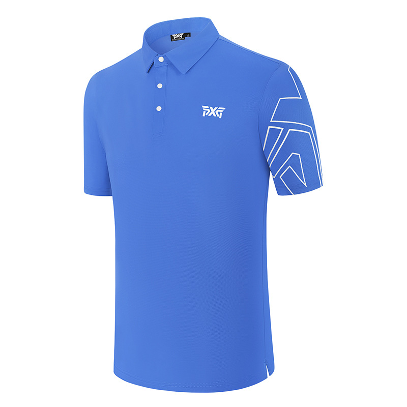 [Cross-Border] P Golf Short-Sleeved Men's Summer Polo Shirt Golf Elastic Breathable Sports T-Shirt # 2401