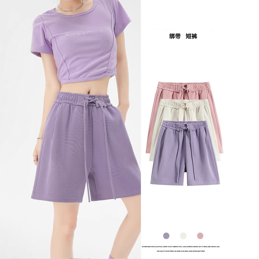 Short tiro alto casual morado