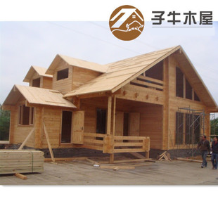 Wooden house manufacturer direct sale solid wood Chinese tea room loft decoration wooden house structure Japanese style retro villa