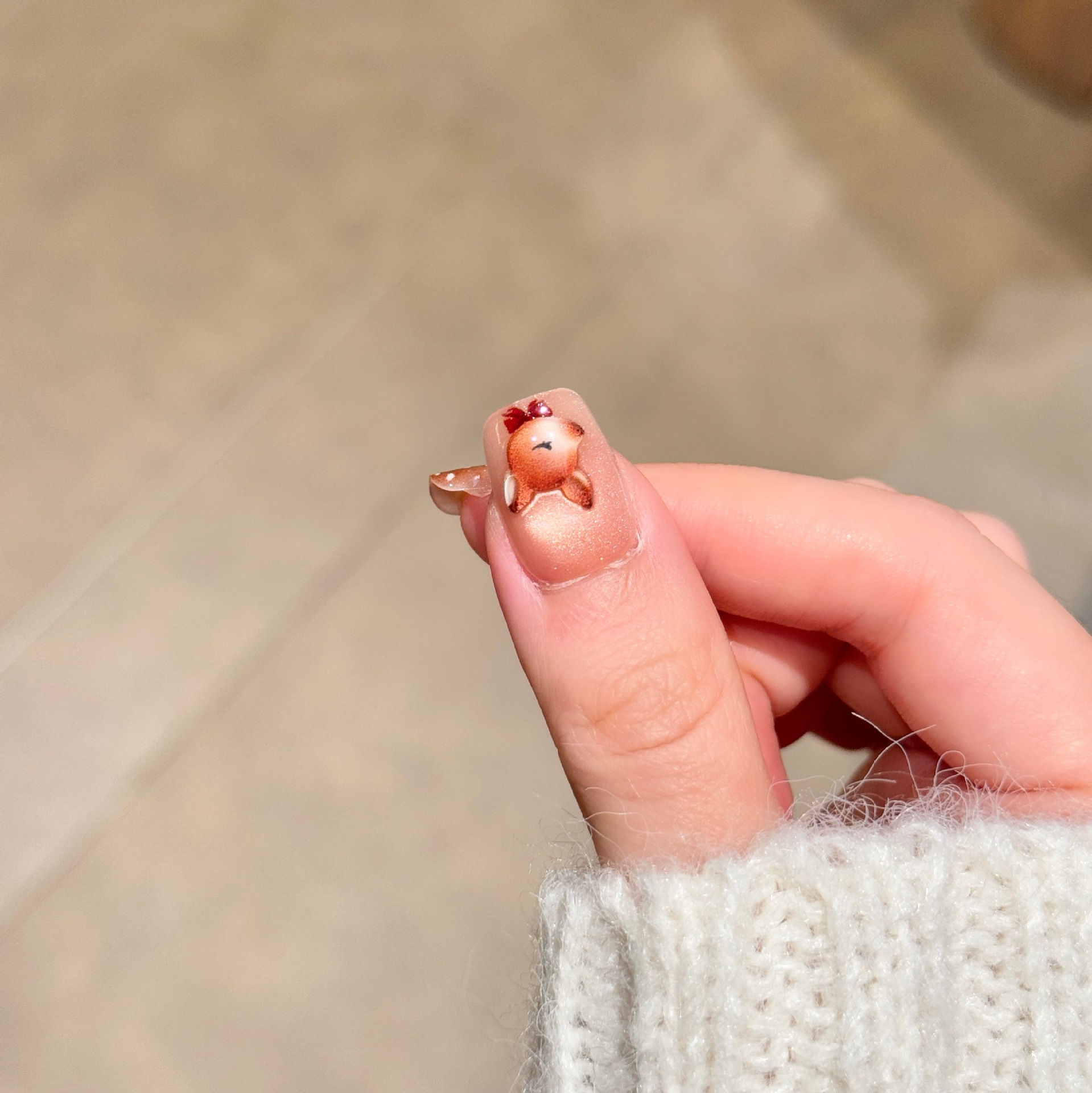 Navidad manicure usa piezas de uñas, ojos de gato cortos de Navidad ciervo otoño y invierno nuevo parche de uñas falsas