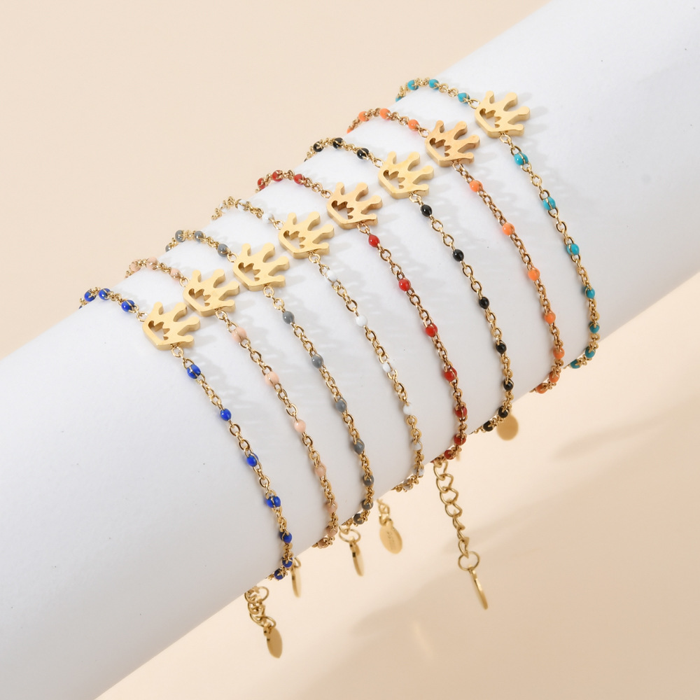 Simple Style Classic Style Crown Stainless Steel Plating Bracelets display picture 2
