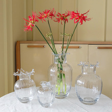新款北欧简约现代冷纹质感透明玻璃花瓶轻奢插花装饰客厅家居摆件