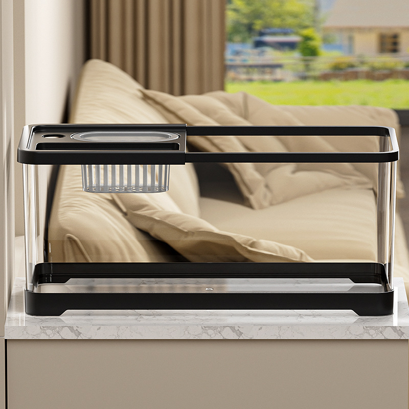 Tanque de tortuga, sala de estar para el hogar, alta transparencia, lámpara, tanque de alimentación de tortuga ecológica, escritorio de oficina, caja de peces de colores de paisajismo pequeño