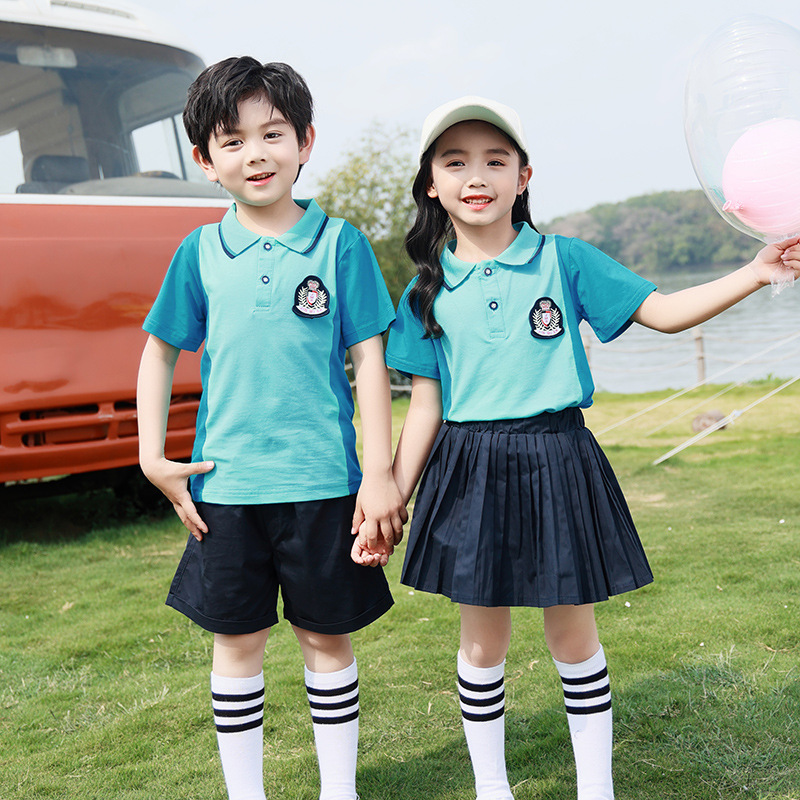 幼兒園園服夏裝英倫風表演兒童畢業服夏季班服綠色套裝小學生校服