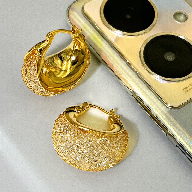 Holiday, Daily Occasion Copper Material 1 Pair Simple Style U Shape Plating Copper 24k Gold Plated Earrings