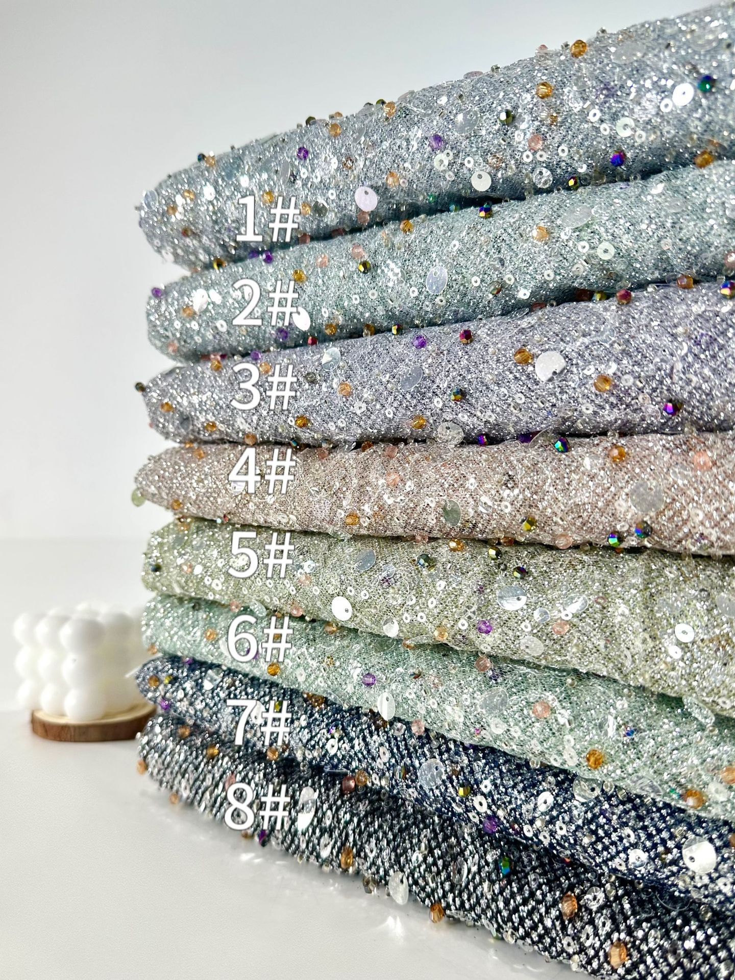Diamante de oro sequinilla tubo de perlas bordado tela de malla alta moda vestido de boda vestido de tela al por mayor