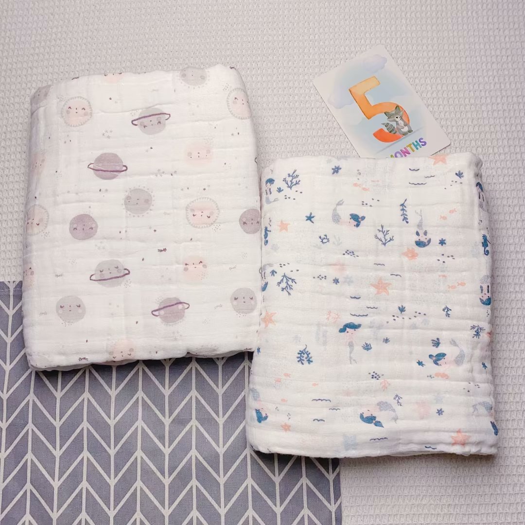 ins Baby Cotton Five-Layer Gauze Baby Bath Towel Cover Blanket Swaddling Towel Air-conditioning Blanket Newborn Cotton Absorbent