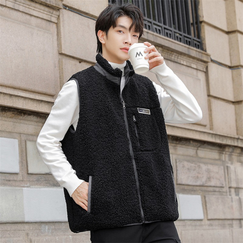 Hombres de cachemire de cachemire de otoño y invierno, chaleco de clip de caballo, chaleco de hombro caliente para hombres y mujeres, chaleco de cuello vertical, doble cara